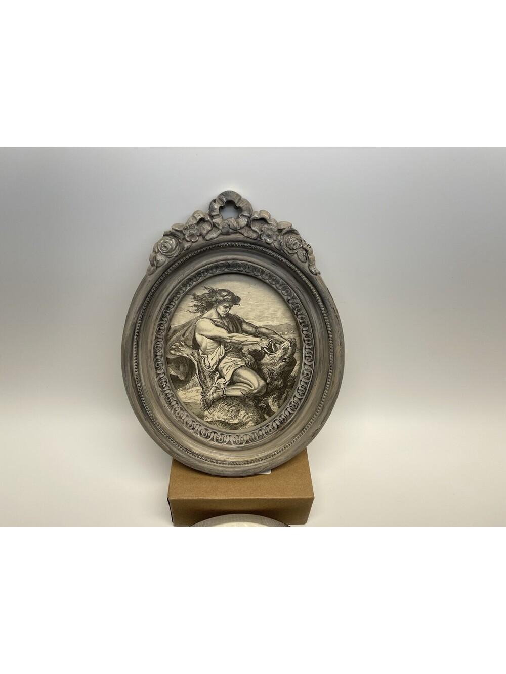 Vintage Homco Samson Wall Plaque Oval Frame Bible Art Made in USA 3279